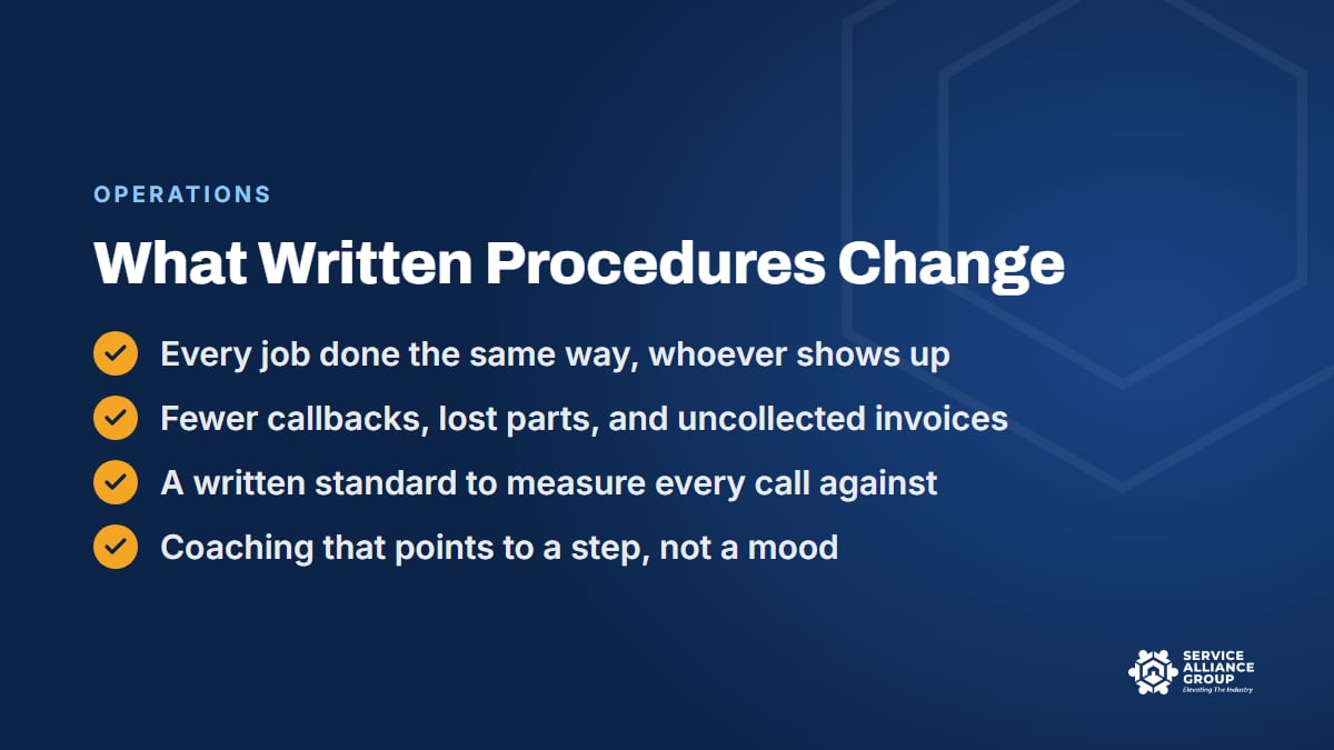What standard operating procedures change in an appliance repair shop