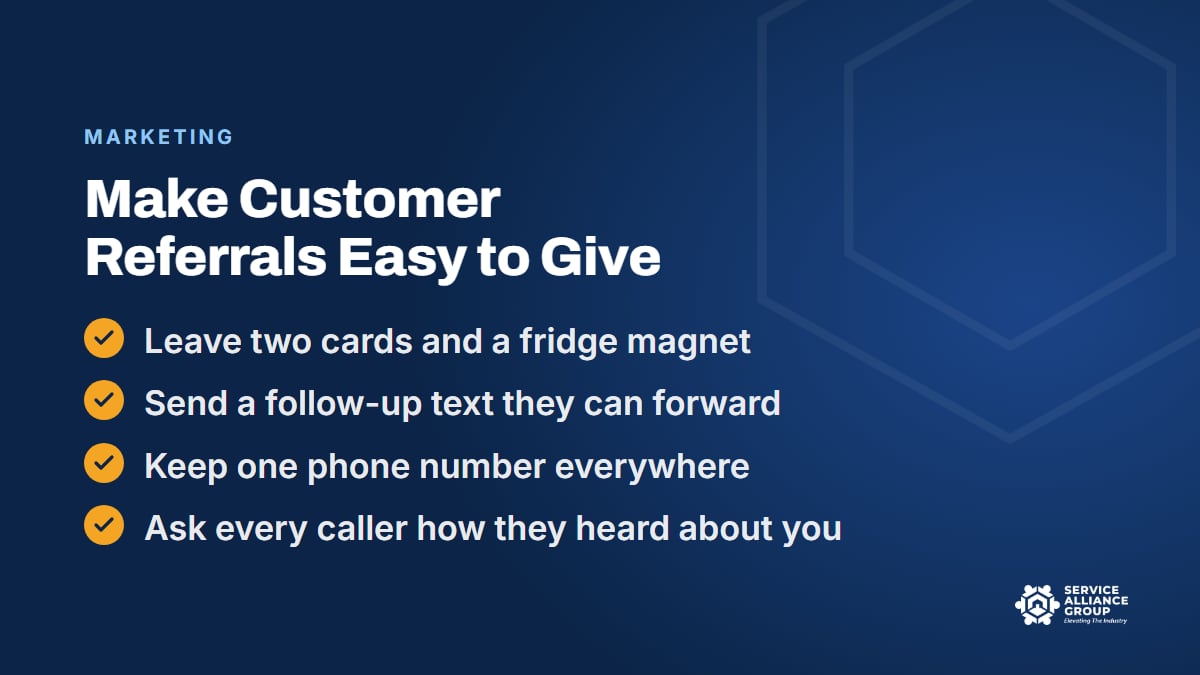 Ways to make customer referrals easy for appliance repair customers