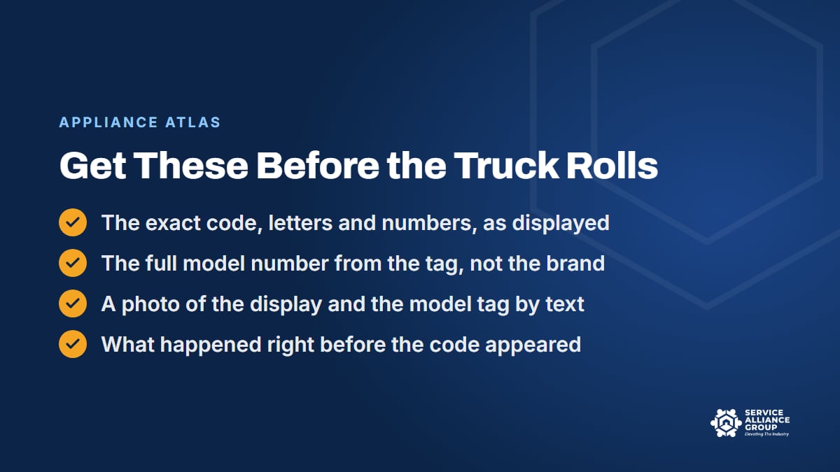 What to collect about appliance error codes before the truck rolls
