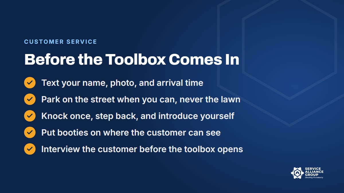 Appliance repair service call steps before the toolbox comes in