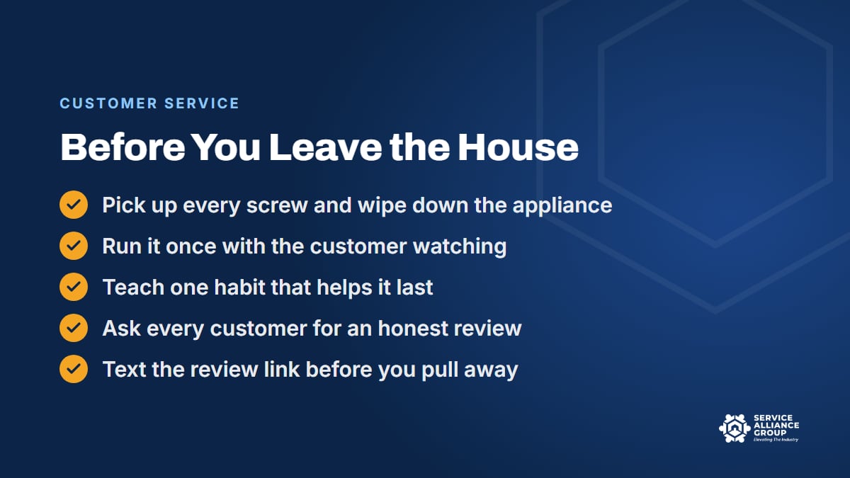 What to do before you leave an appliance repair service call