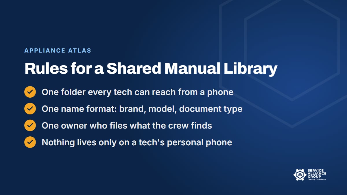 How to keep a shared library of appliance service manuals for the whole crew