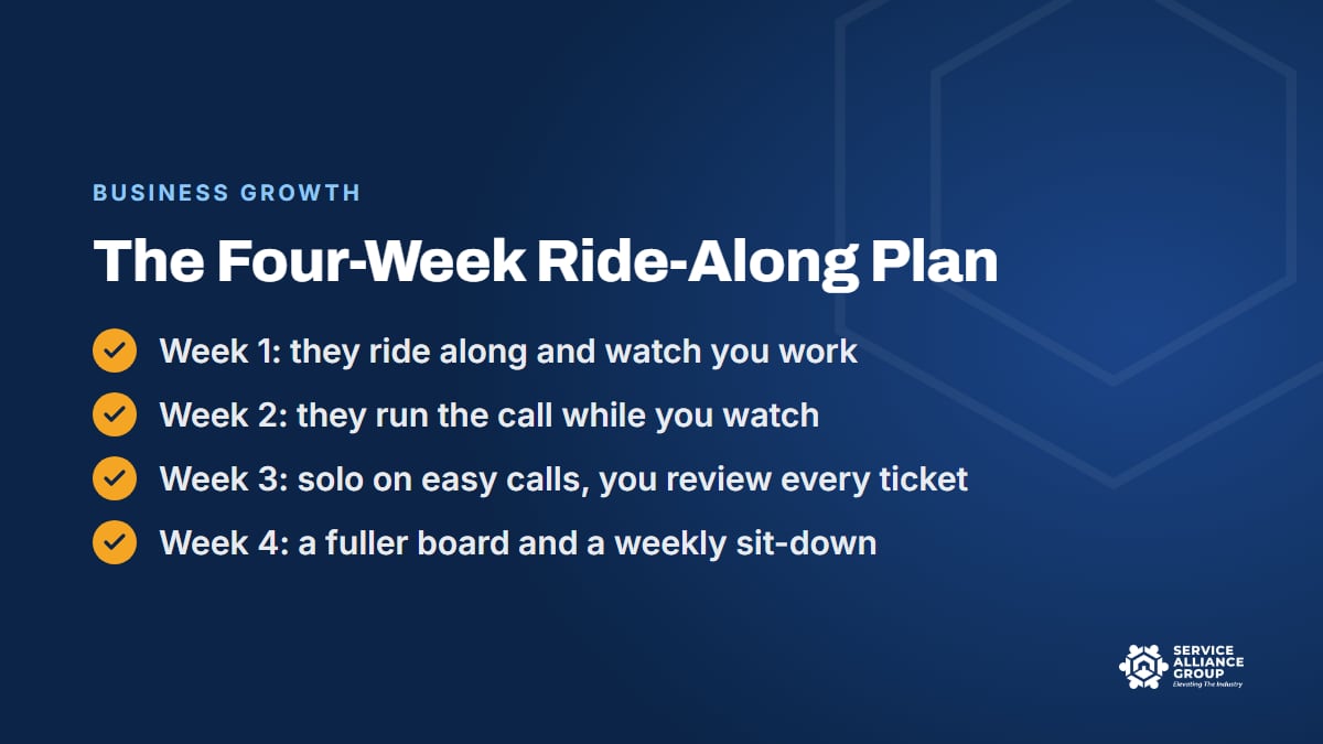 A four-week ride-along plan after you hire an appliance repair technician