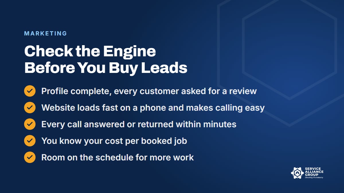 Checklist to review before you pay for leads to market an appliance repair business