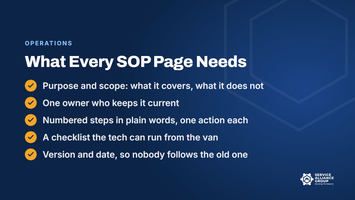 A simple standard operating procedure template for appliance repair SOPs