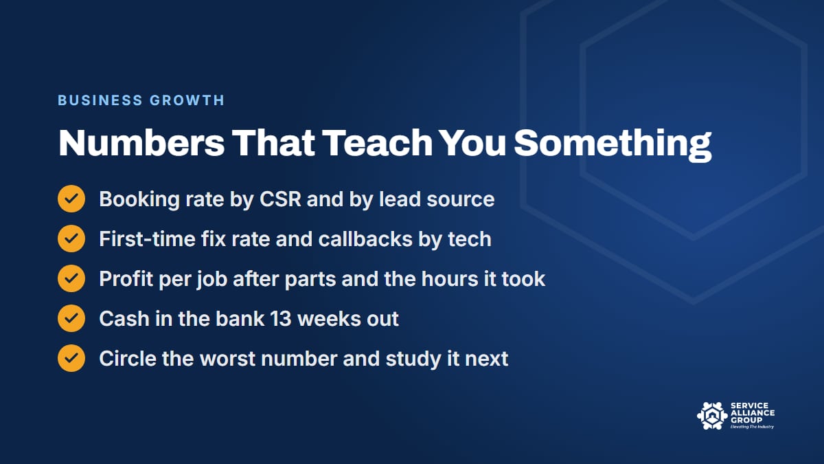 Lifelong learning from your own numbers in an appliance repair business
