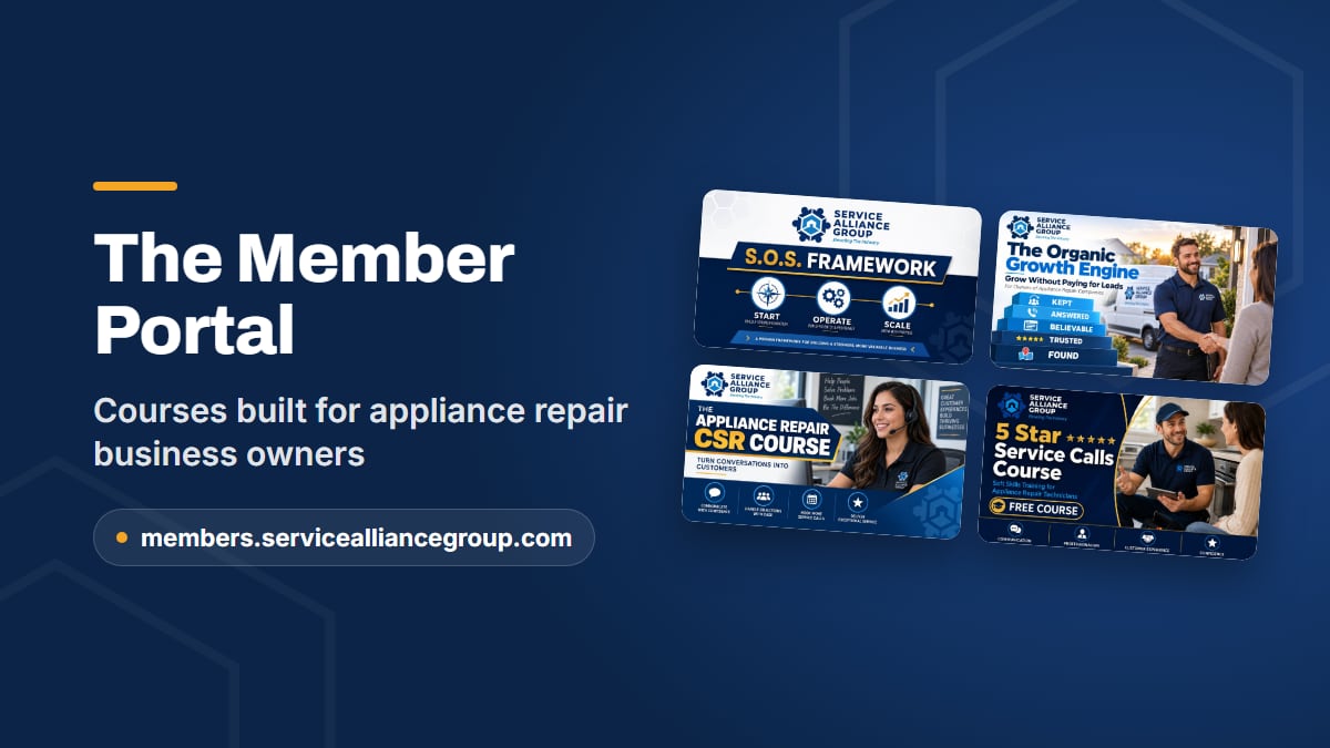 Service Alliance Group courses support lifelong learning for appliance repair owners and their teams