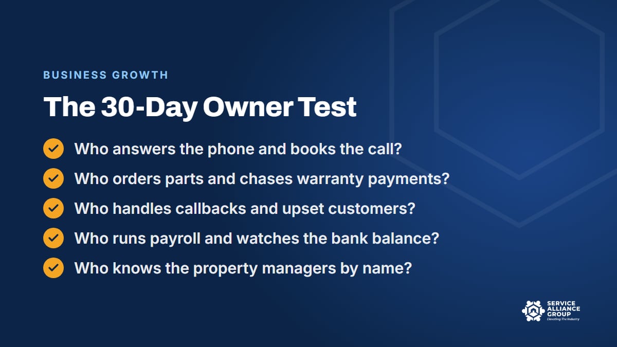 Should I sell my business? The 30-day owner test for appliance repair shops