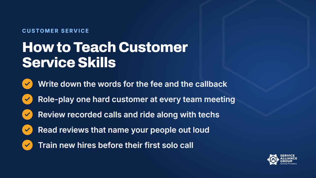 How to teach customer service skills to appliance repair CSRs and technicians
