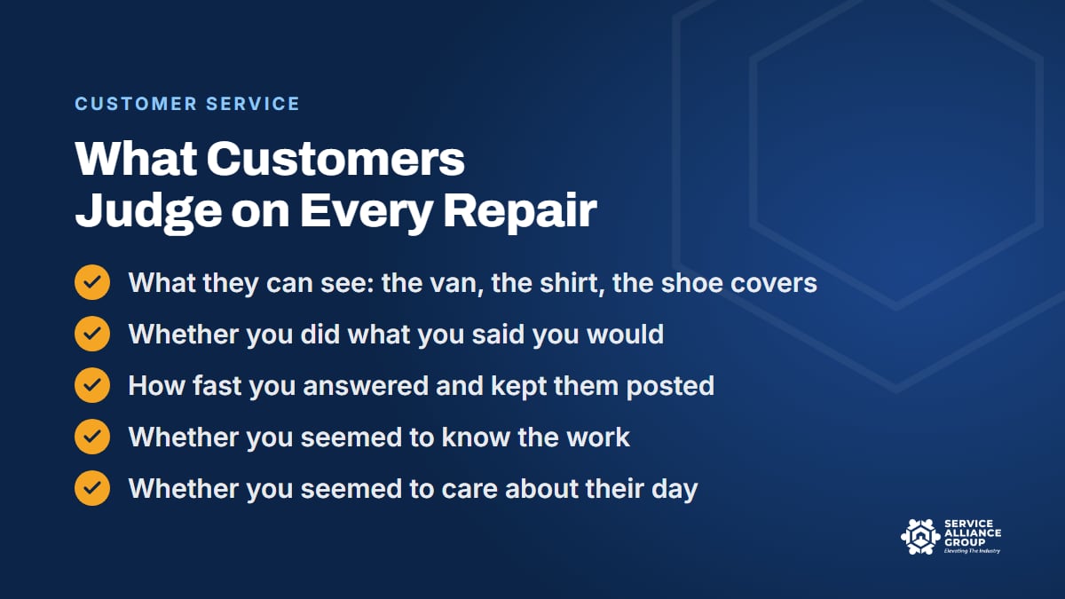 What appliance repair customers judge when they rate your customer service skills