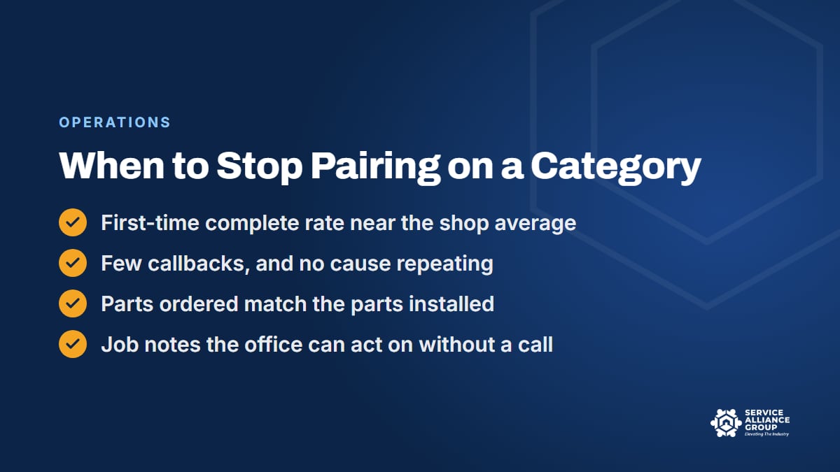 Signs it is time to stop pairing when you train new appliance technicians